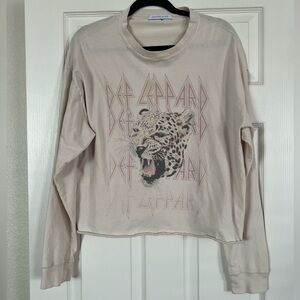 Daydreamer | Long Sleeve Crop Top Def Leppard‎ Cotton Sz L